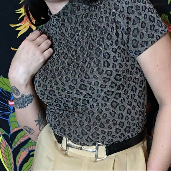 Vintage Tops - Vintage / 1990s Cheetah Print Keyhole Top